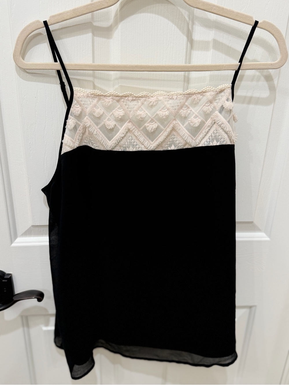 Kensie Black Camisole with Cream Lace Detail